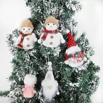 Cartoon Christmas Snowman Boots Pendant Owl Bell Star Plush Rudolf Doll Pendant Exquisite Xmas Tree Hanging Ornament