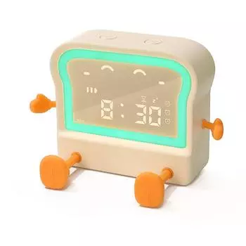 Cartoon Clock Children Sleep Trainer Clock Digital Kids Desk Alarm Clock Night Light Table жёлтый