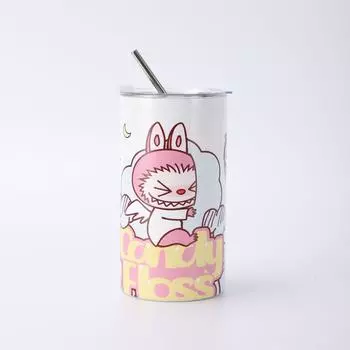 Cartoon Coffee Cup 304 Stainless Steel Thermos Cup High Value Latte Cup Portable Car Straw Car Cup -