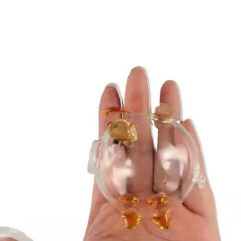 Cartoon Coins Saving Box Handmade Glass Money Jar Transparent Golden Beans Container Home Decor Pink-Style 1