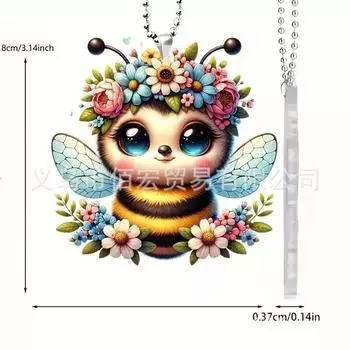 Cartoon Colorful Acrylic Bee Pendant Hanging Decoration For Car Accessories Interior