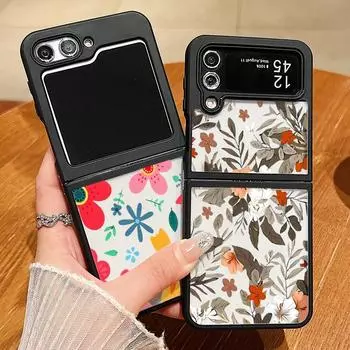 Cartoon Colorful Flower Pattern Shell for Samsung Z Flip6 Flip5 Flip4 Tpu Hybird Acrylic Hard Slim Clear Foldable Phone Case Cover Samsung Z Flip6