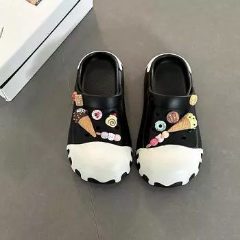 Cartoon cone soft-soled hole shoes are fashionable and versatile, cute, soft and cute in summer, and wear thick-soled cool slippers. 35-36