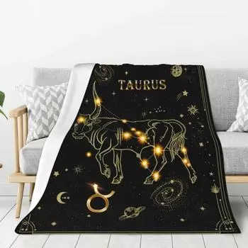 Cartoon Constellation Flannel Blanket Light Blanket Sofa Bedroom Bed Decorative Blanket 70x100cm