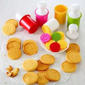 Cartoon Cookies Stamps Molds 6PCS/Lot Plunger Chocolate Fondant Cake Embosser Cutter Bakeware Kitchen DIY Cake Decorating Tools серебряный
