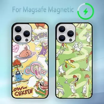 Cartoon Cow and Chicken Phone Case For iPhone 15 14 13 12 11 Plus Pro Max Magsafe Magnetic Wireless Charging iPhone12