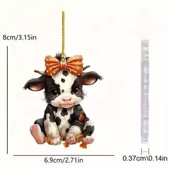 Cartoon Cow Fun Acrylic Car Pendant Cheerful Christmas Tree Decor Stylish Accessory Home