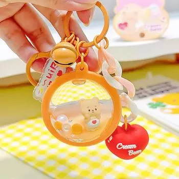 Cartoon Cream Whimsical Bear Keychain With Bright Acrylic Gift Colorful