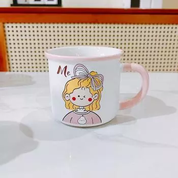 Cartoon Creative Couple Cup Boy Girl Student Water Cup Ceramic Cup Mug Against Cup Cute Breakfast Cup 320ml