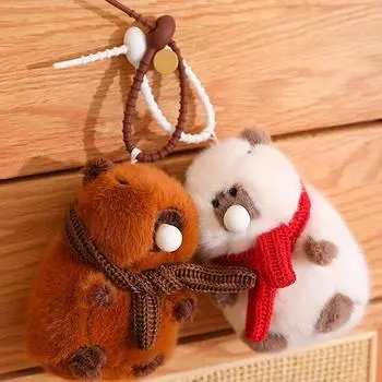 Cartoon Creative Scarf Capybara Plush Toy Doll Model Capybara Plush Keychain Toy D