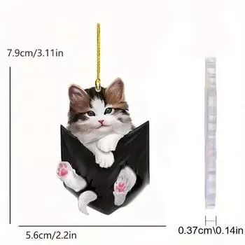 Cartoon Cute Acrylic Cat Pendant For Decorative Car Accessories Interior