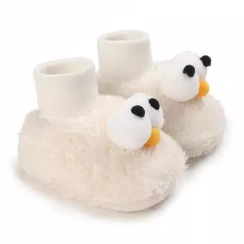 Cartoon Cute Baby Children s Shoes Men s and Women s Flat Shoes Elastic Rope Plush Warm and Comfortable Socks Shoes 0-18M 11CM&COTTON