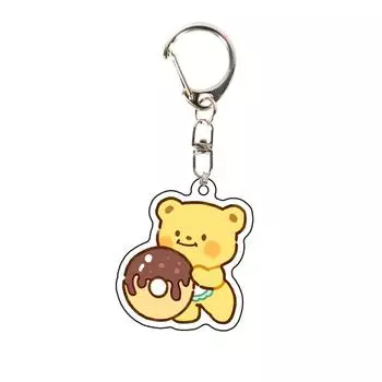 Cartoon Cute Butter Bear Acrylic Keychain Cute Student Backpack Pendant Couple Small Gift as the picture