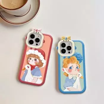 Cartoon Cute Girl Pattern Phone Case Monster Lens Phone Shell Soft Protective Cover for OPPO Realme OPPO A15