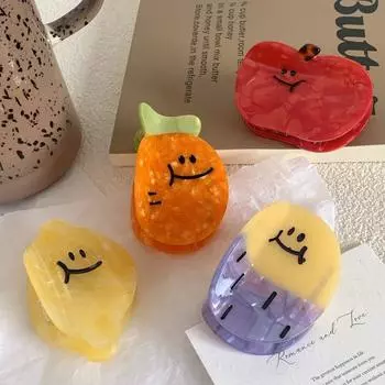 Cartoon Cute Hair Clip Acetate Vegetable Shark Clip Cute Acetic Acid Fruit Hair Claw Girl A