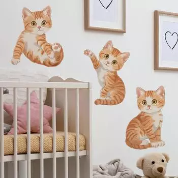 Cartoon Cute Kitten Bedroom Living Room Home Background Beautification Decoration Wall Stickers 30*60cm/fun-b161