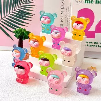 Cartoon Cute Mini Luminous Little Bear Doll Micro Landscape Ornaments Miniature Figurines Diy Home Decoration Accessories Gifts