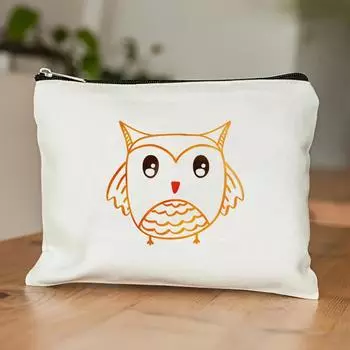 Cartoon cute pen bag canvas bag large capacity stationery storage bag бежевый