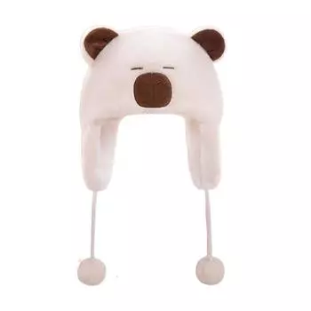 Cartoon Cute Plush Capybara Hat Warm Animals Ears Beanie Hats Cute Capybara Plush Cap Outdoor