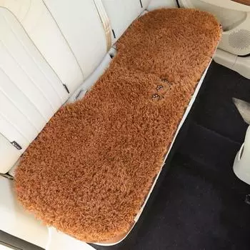 Cartoon Cute Plush Car Seat Cushion Warm Car Backrest Durable Seat Protector Pad Travel Rear Cushion-Brown