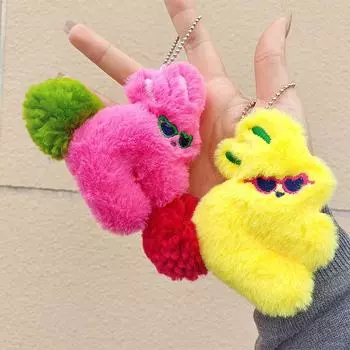 Мультяшные милые плюшевые очки кролик кукла кулон мягкие игрушки брелки рюкзак подвески украшения подарки розы красного