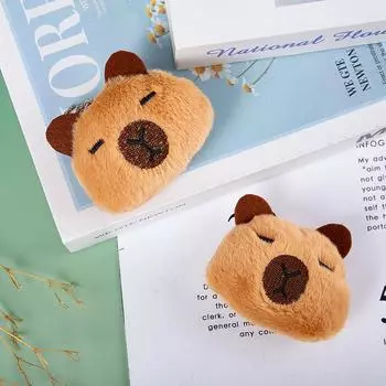 Cartoon Cute Plush Squeaking Capybara Keychain Soft Stuffed Doll Brooch Bag Pendant Backpack Decoration Diy Jewelry Accessories