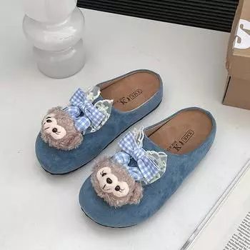 Cartoon cute slippers women wear bag head cool slippers new soft bottom versatile half slippers women 35