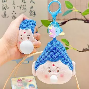 Cartoon Delightful Plush Buddha And Guanyin Keychain Fun And Accessory Colorful Buddha