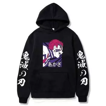 Cartoon Demon Slayer Hoodies Japanese Anime Kimetsu No Yaiba Harajuku Akaza Sweatshirts Oversized Winter Hoodies S