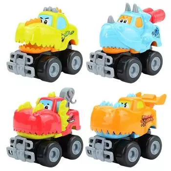 Cartoon Dinosaur Animal Inertia Car, Baby Fun Pull Back Project Fleet, Children S Toy Car Combination