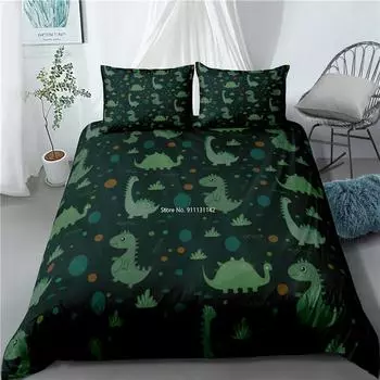 Cartoon Dinosaur Digital Print Bedroom Home Textile Children s Bedroom Down Quilt Cover Pillowcase Multisize Bedding Set EU single(135x200cm)