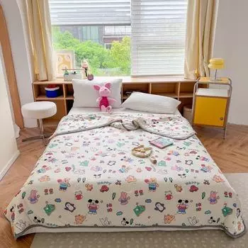 Cartoon Dinosaurs Penguins Summer Quilt Funny Animals Pattern Air-conditioning Cool Comforter Breathable Soft Thin Blanket 110x150cm 1pc
