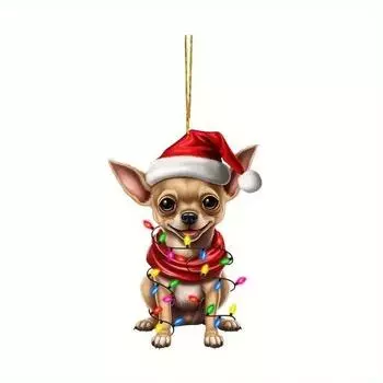 Cartoon Dog Cute Acrylic Christmas Car Pendant For Merry Holiday Interior Car 1