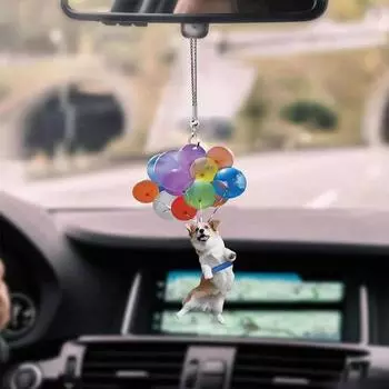 Cartoon Dog Cute Car Hanging Decor Colorful Acrylic Balloon Accessories Car For
