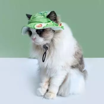 Cartoon Dog Fisherman Hat Fruit Printing Cat Sunscreen Hat Pet Accessories Pet Sun Hat Summer L розовый