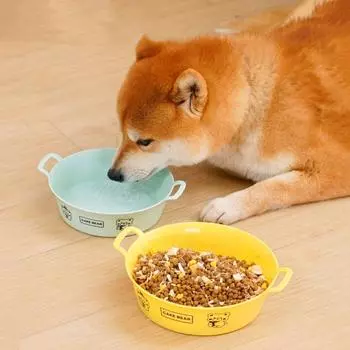 Cartoon Dog Food Bowl Large Capacity Pet Portable Salad Bowl Cute Dog Feeding Bowl For Dogs Cats S синий