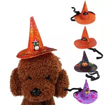 Cartoon Dog Spider Web Hat Adjustable Cat Pumpkin Bat Hat Pet Supplies Witch Pet Hat Cosplay B