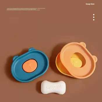 Cartoon Drain Soap Dish for Bathroom Shower Portable Bear Soap Holder Plastic Sponge Tray for Kitchen Bathroom Accessories