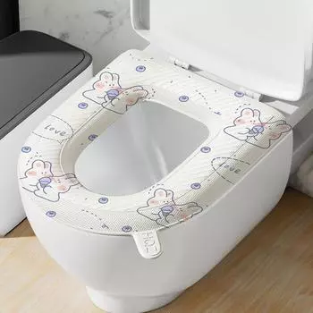 Мультяшный коврик для унитаза из ЭВА, летний, четыре сезона, универсальный, большой, бытовой, грязеотталкивающий, паста, чехол для сиденья, водонепроницаемая подушка для сиденья с принтом Bunny [handle]