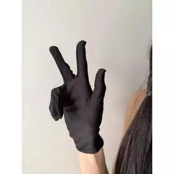 Cartoon Exhibition Cos Cross-Dressing Teacher Student Jewelry Shop Shopping Guide Thin Stretch Close to Hand Luxury Black Gloves COS [black] Gloves -1 pair All yards
