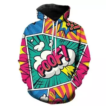 Свитшот с графическим принтом «Взрыв мультфильма», модная повседневная толстовка с капюшоном, мужская одежда, карикатурная спортивная одежда, забавный пуловер, мужская толстовка с капюшоном, топы S