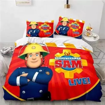 Cartoon Fireman Sam Toys Bedding Set Duvet Cover Bed Set Quilt Cover Pillowcase Comforter king Queen Size Boys Adult Bedding Set 70x133cm 2pcs