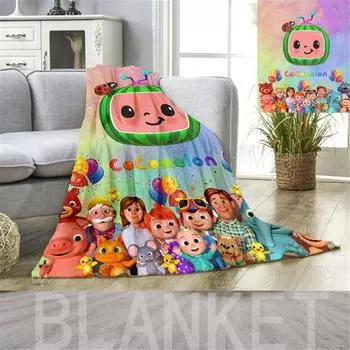 Cartoon Flannel Blankets Soft Plush Warm Throw Cute Kids Gift Birthday Cocomelon,70*100cm-27.56*39.37in