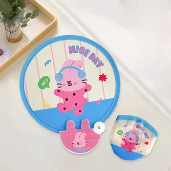 Cartoon Foldable Fan, Lightweight And Portable, Ideal for Outdoor Activities Pink Bunny