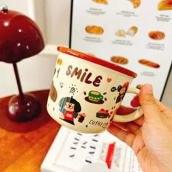 Cartoon Four Seasons Autumn Ceramic Cup Mug Breakfast Cup Gift Ceramic Home Birthday Full Moon Souvenir 340ml
