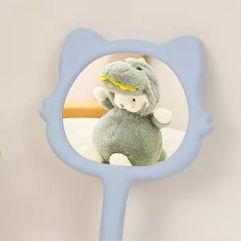 Cartoon Fox Handheld Mirror Plastic Handle Round Mirror For Eyelash Extension Beauty Tools белый