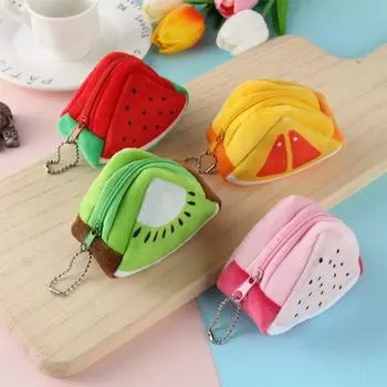 Cartoon Fruit Plush Coin Wallet cute Fruit Triangle Coin Purse cartoon watermelon mini Storage Bag Pendant Children s Gifts 10cm
