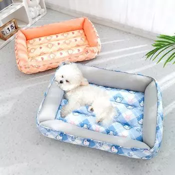 Cartoon Full Print Spring and Summer Kennel Teddy Than Bear Breathable Soft Bed Small Puppy Kitten Litter General Pet Dog Bed M 40*50