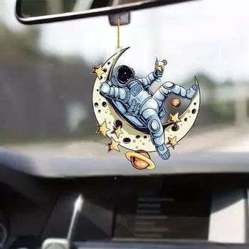Cartoon Fun Astronaut Acrylic Pendant Unique Car Ornament For Vibrant Interior Accents
