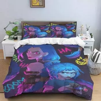 Cartoon Game Jinx Arcane_ League of Legends Комплект постельного белья King Twin Double Child 3 Piece Micofiber или Polyester Duvet Cover Sets EU Twin 135x200cm